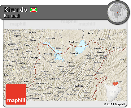 Shaded Relief 3D Map of Kirundo