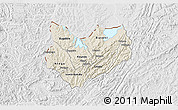 Shaded Relief 3D Map of Kirundo, lighten, desaturated