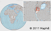 Gray Location Map of Busoni, highlighted country, within the entire country, hill shading