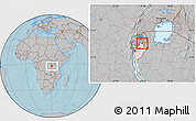 Gray Location Map of Busoni, highlighted country, hill shading