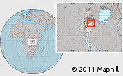 Gray Location Map of Gitobe, highlighted country, within the entire country, hill shading