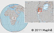 Gray Location Map of Gitobe, highlighted country, highlighted parent region, within the entire country, hill shading