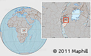 Gray Location Map of Gitobe, highlighted country, highlighted parent region, hill shading