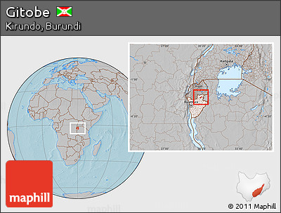 Gray Location Map of Gitobe, highlighted country, hill shading