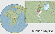 Savanna Style Location Map of Gitobe, highlighted country, within the entire country, hill shading