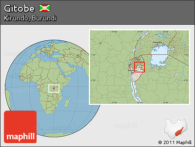 Savanna Style Location Map of Gitobe, highlighted country