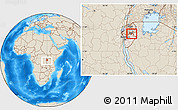 Shaded Relief Location Map of Gitobe, highlighted country, highlighted parent region, within the entire country