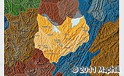 Political Shades Map of Kirundo, darken