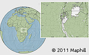 Blank Location Map of Burundi, savanna style outside, hill shading outside