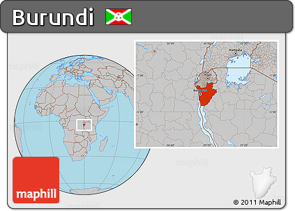 Gray Location Map of Burundi