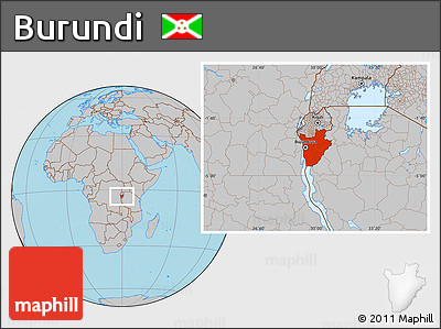 Gray Location Map of Burundi