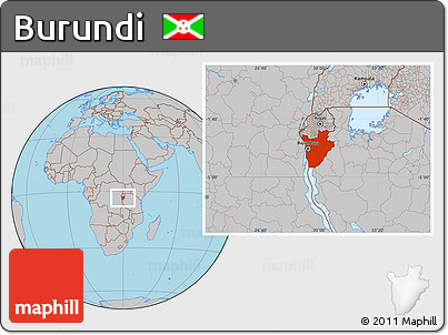 Gray Location Map of Burundi