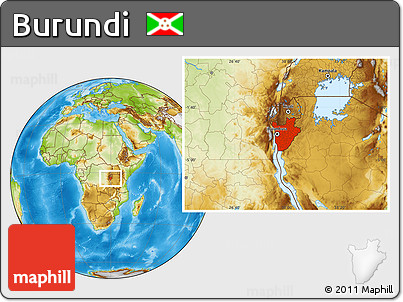 Physical Location Map of Burundi