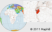Political Location Map of Burundi, highlighted continent