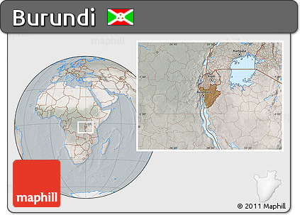 Satellite Location Map of Burundi, lighten, semi-desaturated