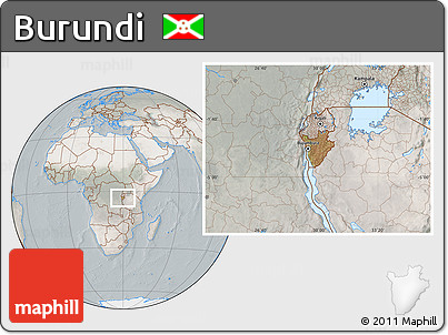 Satellite Location Map of Burundi, lighten, semi-desaturated