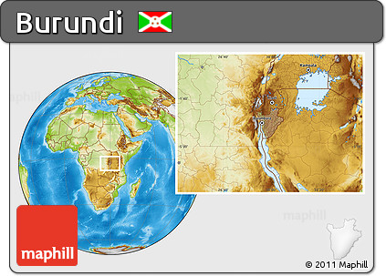 Satellite Location Map of Burundi, physical outside