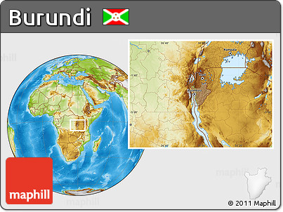 Satellite Location Map of Burundi, physical outside