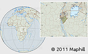Savanna Style Location Map of Burundi, lighten, hill shading