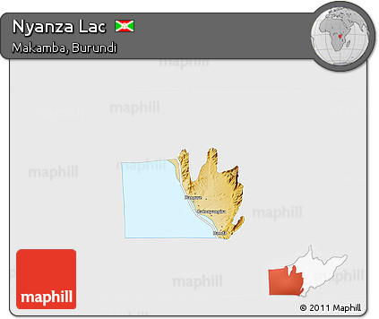 Physical 3D Map of Nyanza Lac, single color outside