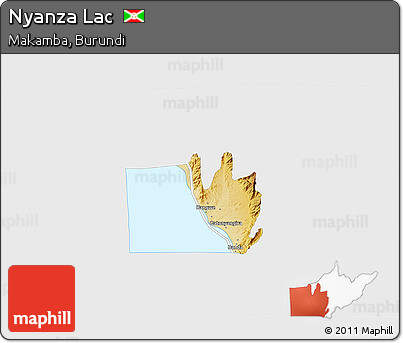 Physical 3D Map of Nyanza Lac, single color outside