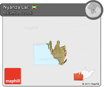 Satellite 3D Map of Nyanza Lac, single color outside