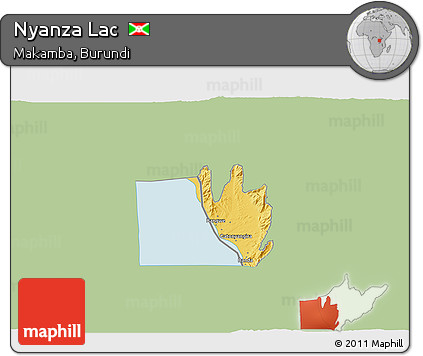 Savanna Style 3D Map of Nyanza Lac, single color outside