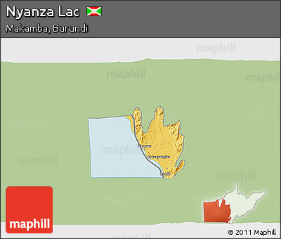 Savanna Style 3D Map of Nyanza Lac, single color outside