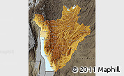 Physical Map of Burundi, darken, semi-desaturated