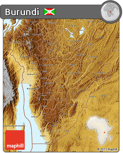 Physical Map of Burundi