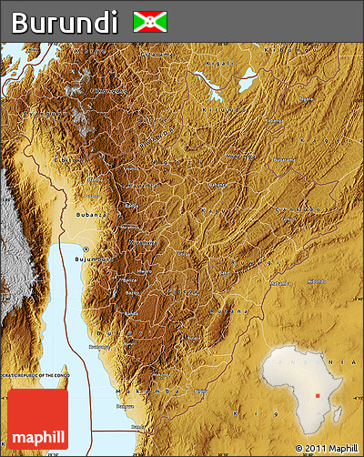 Physical Map of Burundi