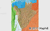 Satellite Map of Burundi, political shades outside, satellite sea