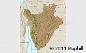 Satellite Map of Burundi, shaded relief outside, satellite sea