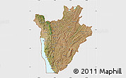 Satellite Map of Burundi, single color outside, bathymetry sea