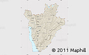 Shaded Relief Map of Burundi, cropped outside