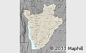 Shaded Relief Map of Burundi, darken, desaturated, land only
