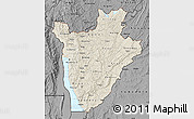 Shaded Relief Map of Burundi, darken, desaturated