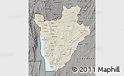 Shaded Relief Map of Burundi, darken, semi-desaturated