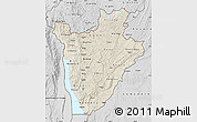 Shaded Relief Map of Burundi, desaturated