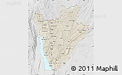 Shaded Relief Map of Burundi, lighten, desaturated, land only