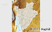 Shaded Relief Map of Burundi, physical outside