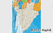 Shaded Relief Map of Burundi, political outside