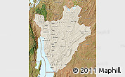 Shaded Relief Map of Burundi, satellite outside, shaded relief sea