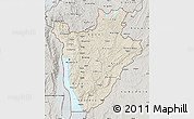 Shaded Relief Map of Burundi, semi-desaturated