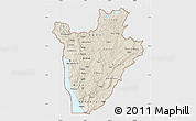 Shaded Relief Map of Burundi, single color outside, bathymetry sea