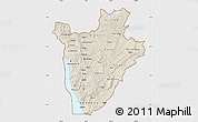 Shaded Relief Map of Burundi, single color outside, bathymetry sea, shaded relief sea
