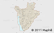 Shaded Relief Map of Burundi, single color outside
