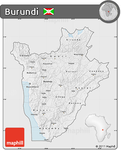 Silver Style Map of Burundi, single color outside