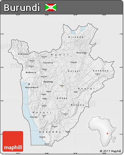 Silver Style Map of Burundi, single color outside