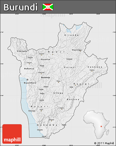Silver Style Map of Burundi, single color outside